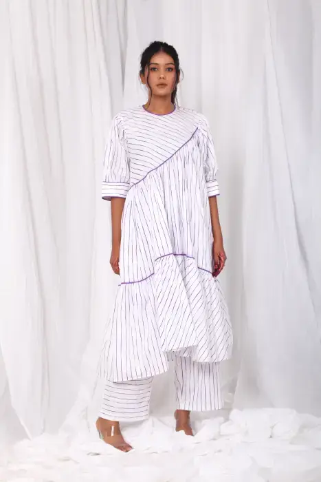 semi circular slant dress co-ord set