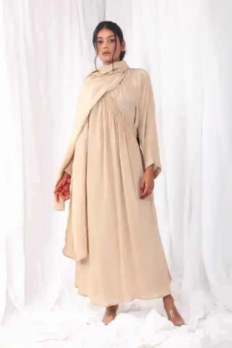 ruching overlap dress set