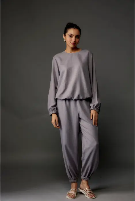Grey Soft Linen Top & Jogger Pant