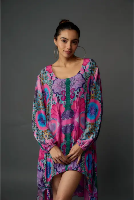 Pink Enchanted Print Crepe Top      